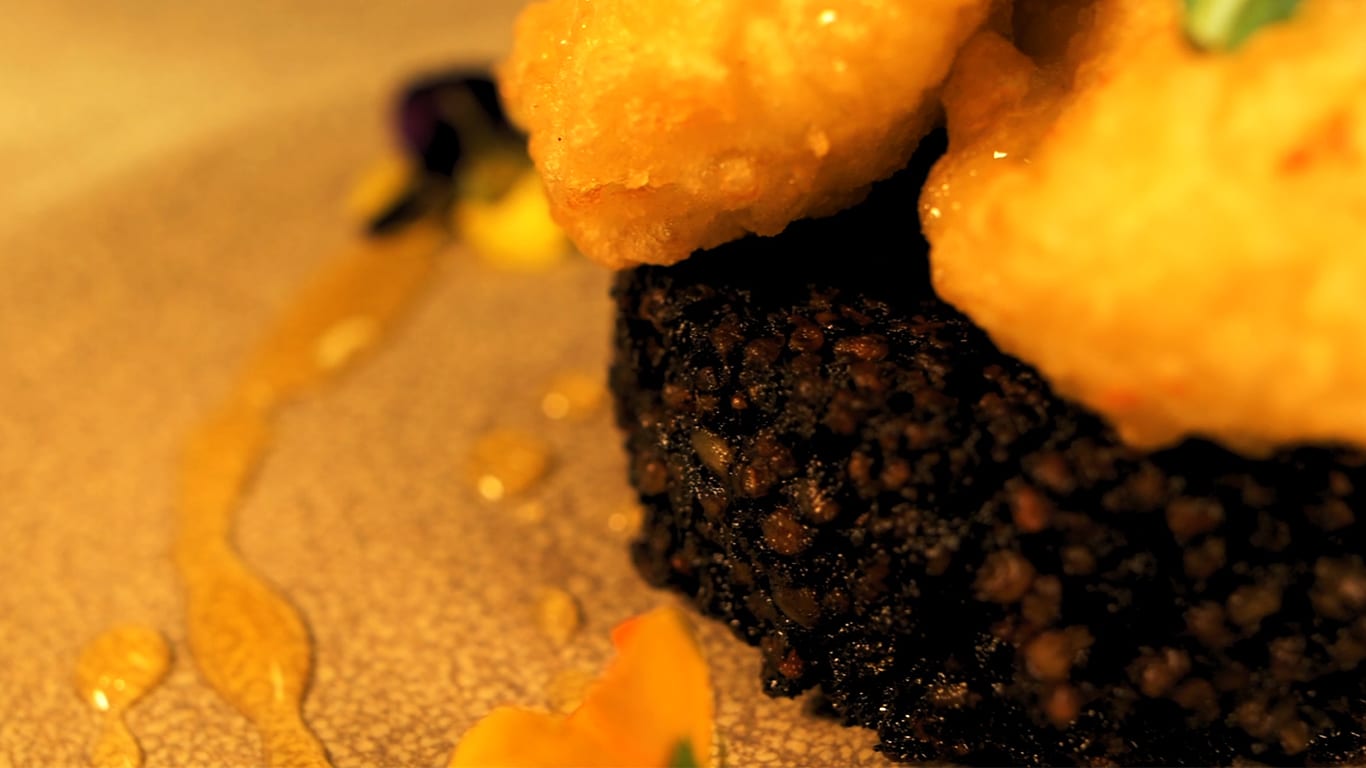 Recipe: Seared Clonakilty Black Pudding with Pear Fritters and Honey